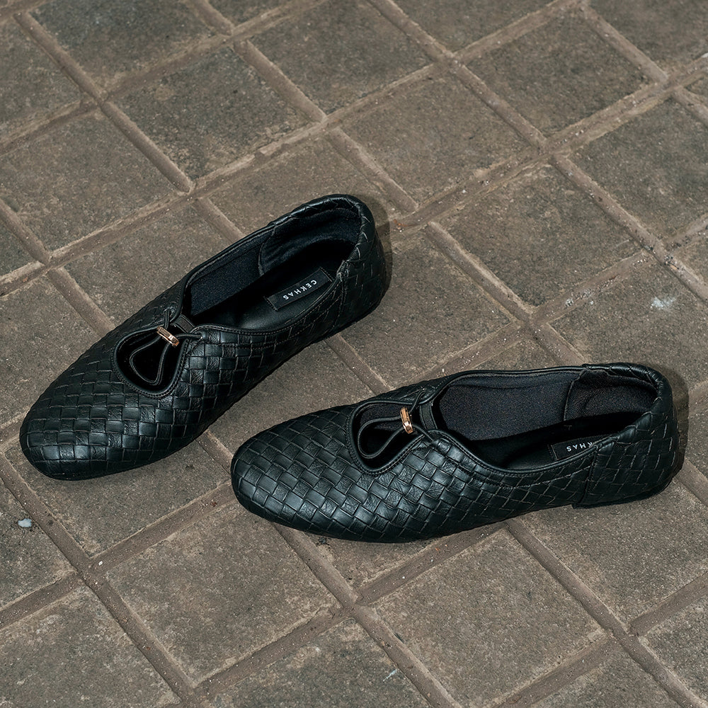 Odelia Black Flat Shoes - REVERIE Collection