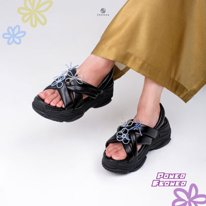 SERA Power Flower Series Black Platform Sandal