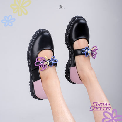 ELEEYA Power Flower Series Black Shoes