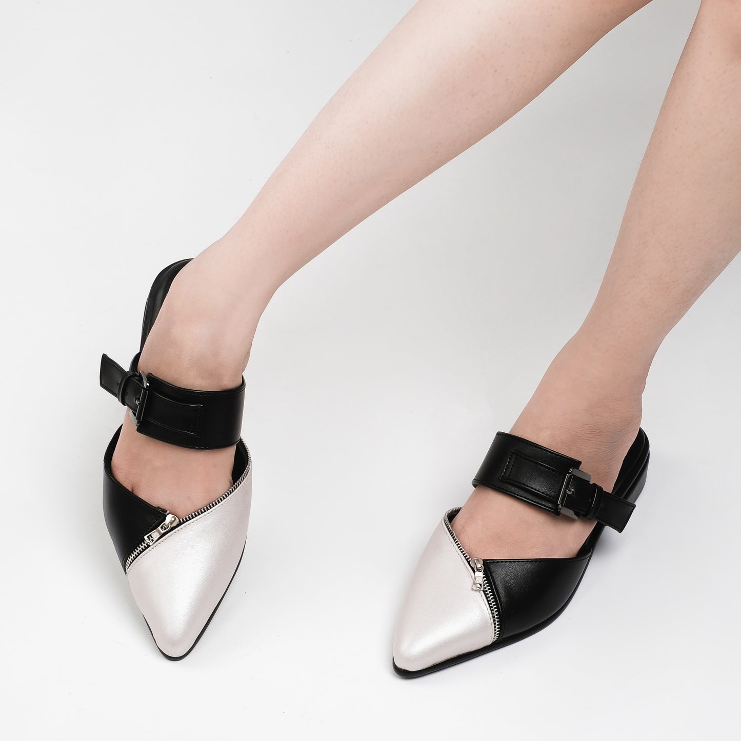 Tisha Black Silver Mules