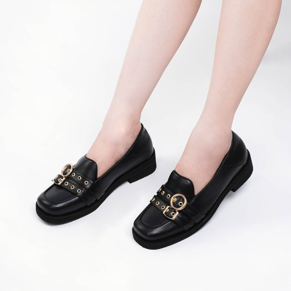 Agatha Black Flat Shoes