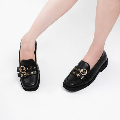 Agatha Black Flat Shoes