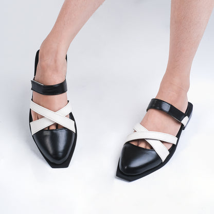 Audy Black White Mules