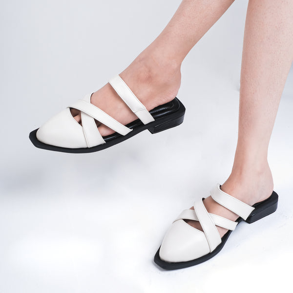 Audy White Mules