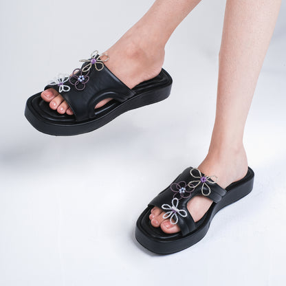 ZAMORA Power Flower Series Black Sandal