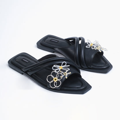 ZARA Power Flower Series Black Sandal