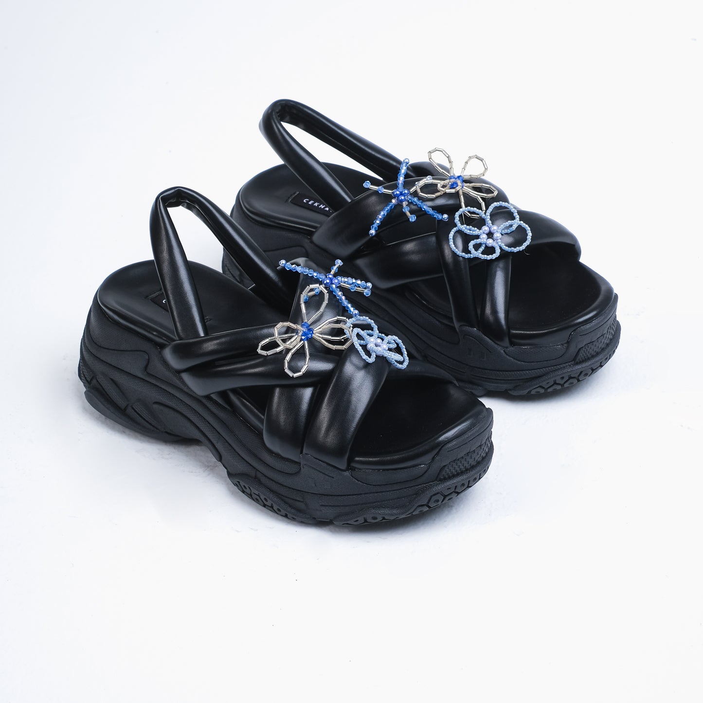 SERA Power Flower Series Black Platform Sandal