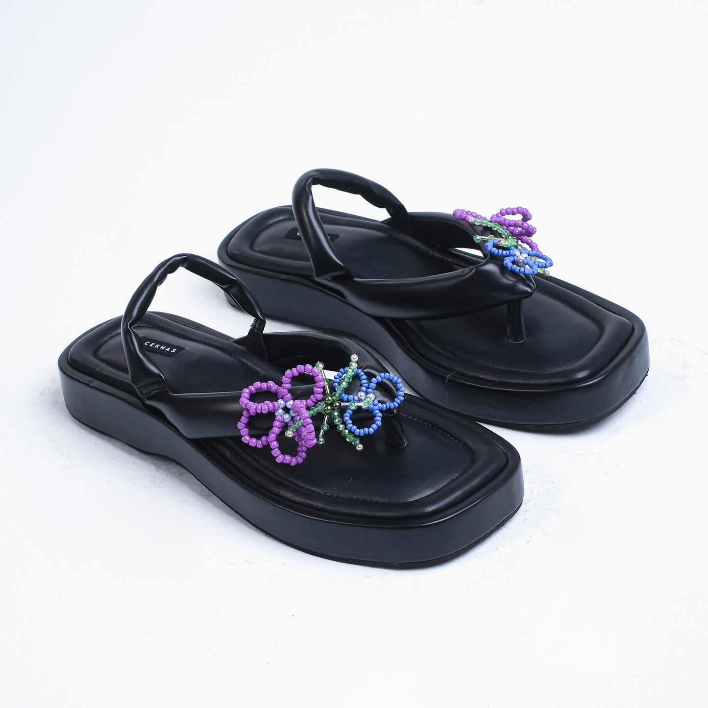 NALA Power Flower Series Black Sandal