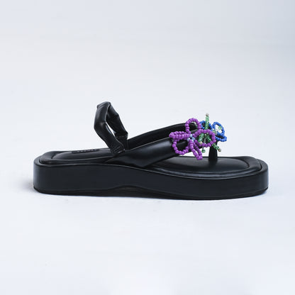 NALA Power Flower Series Black Sandal