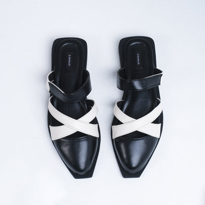 Audy Black White Mules