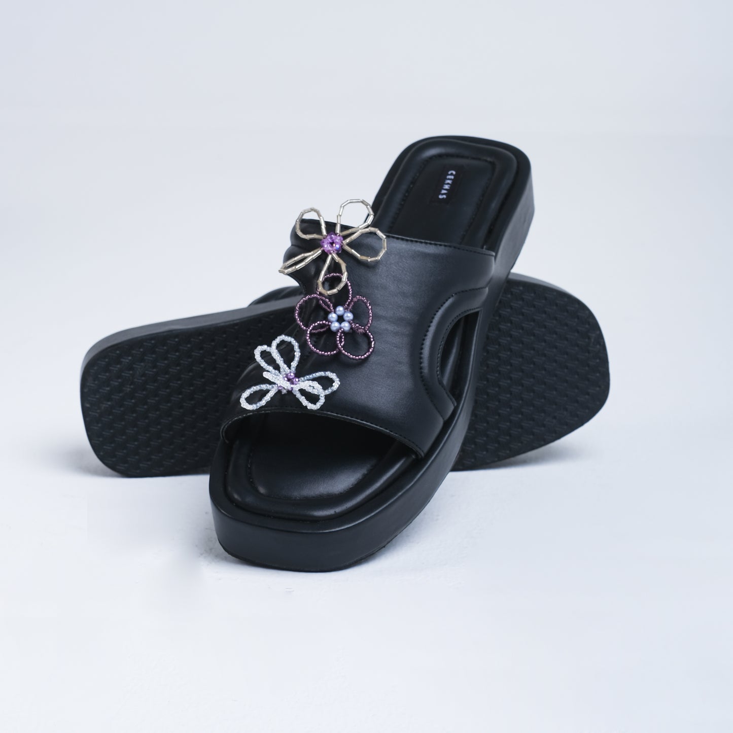 ZAMORA Power Flower Series Black Sandal