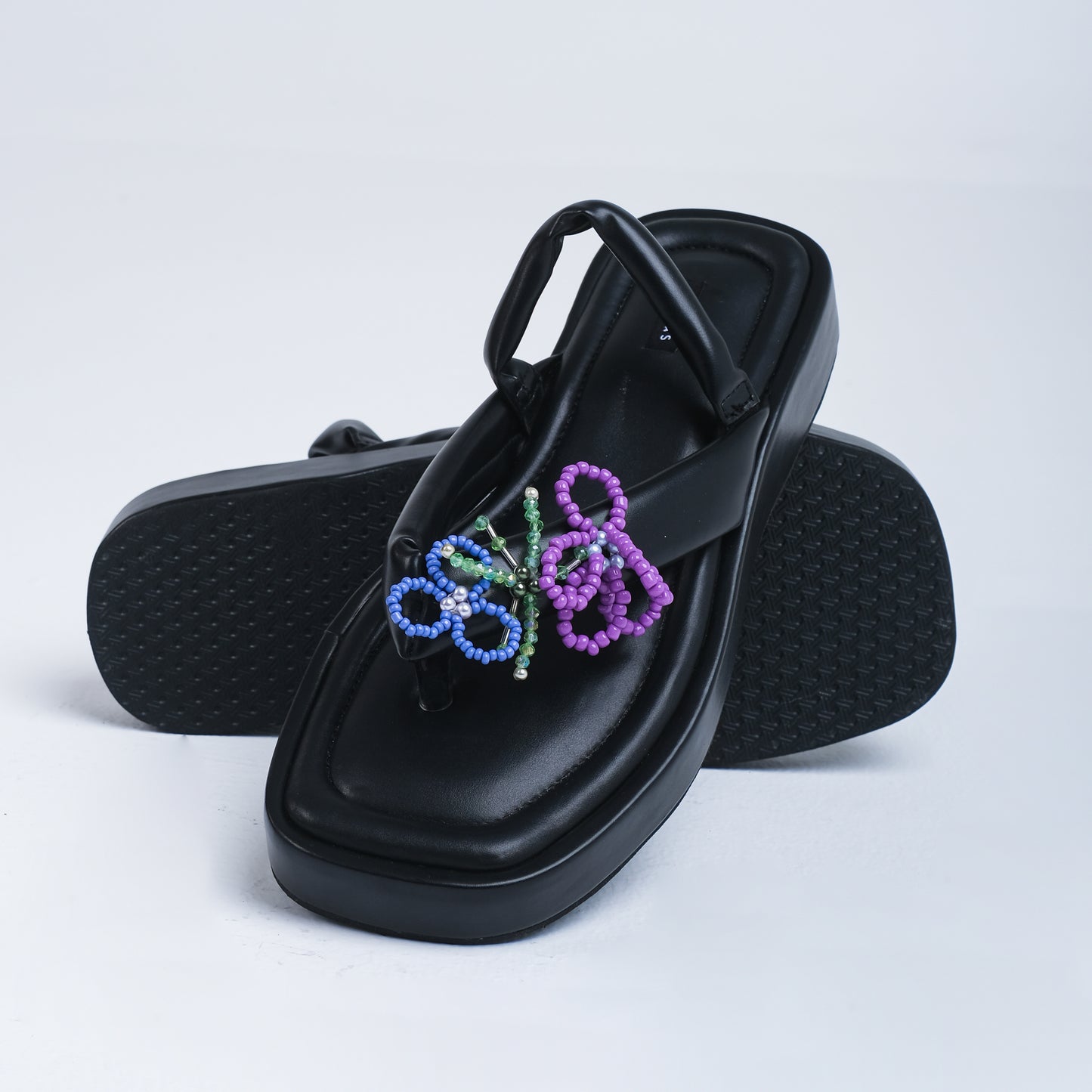 NALA Power Flower Series Black Sandal