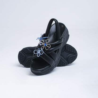 SERA Power Flower Series Black Platform Sandal