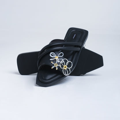 ZARA Power Flower Series Black Sandal