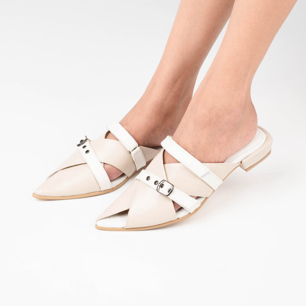 New Emilia Cream Stripes Mules - Urban Grace II