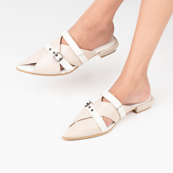 New Emilia Cream Stripes Mules - Urban Grace II