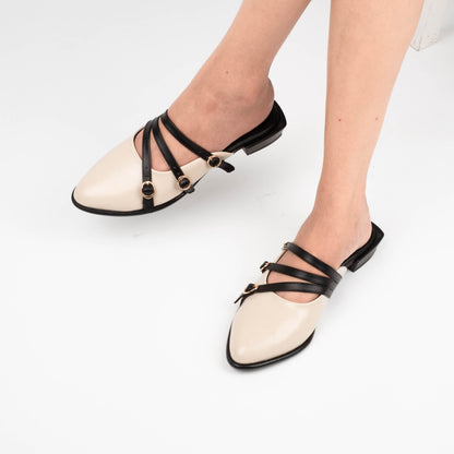 Leora Cream Mules - Urban Grace II