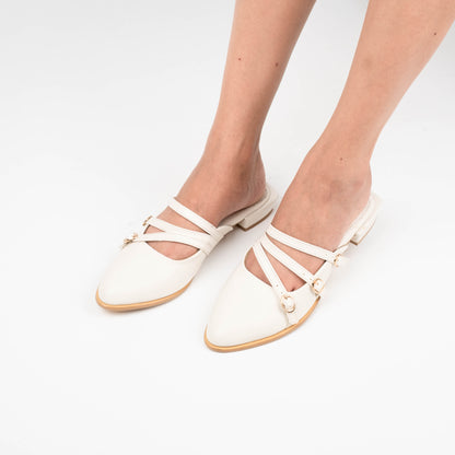 Leora White Mules - Urban Grace II