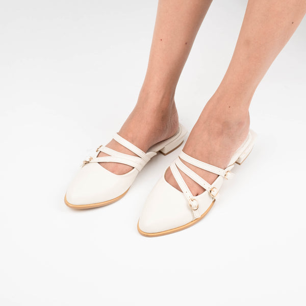 Leora White Mules - Urban Grace II