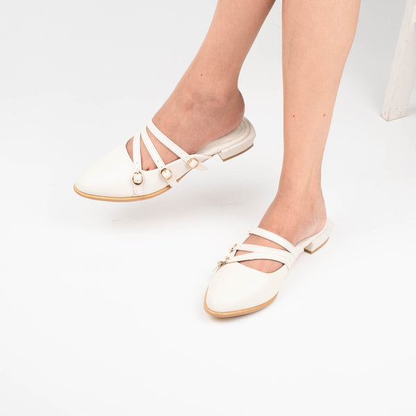 Leora White Mules - Urban Grace II