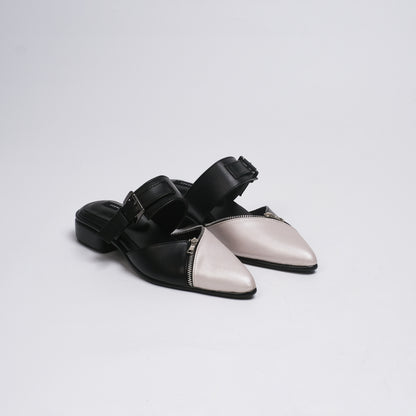 Tisha Black Silver Mules