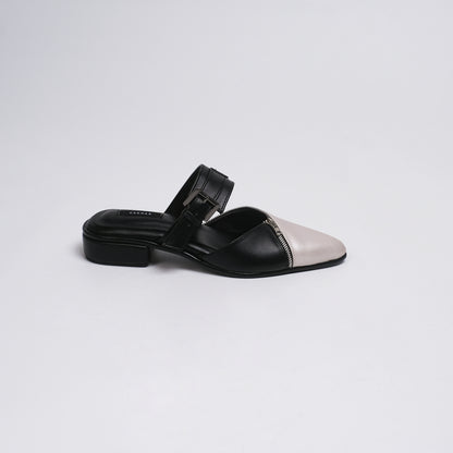 Tisha Black Silver Mules