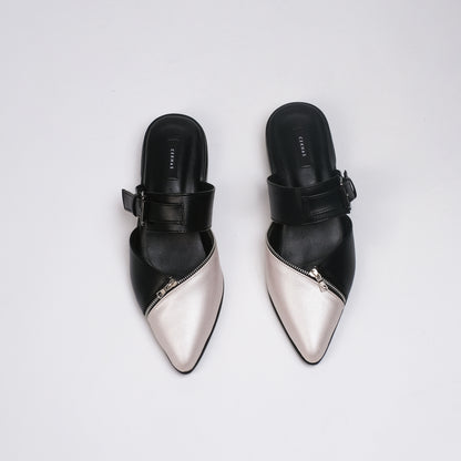 Tisha Black Silver Mules