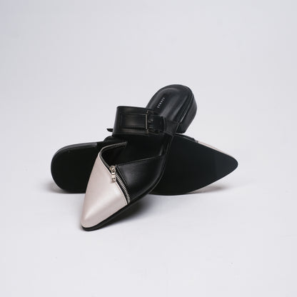 Tisha Black Silver Mules