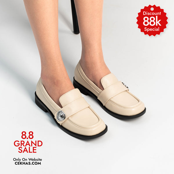 Mora Cream Flat Shoes - URBAN GRACE Series