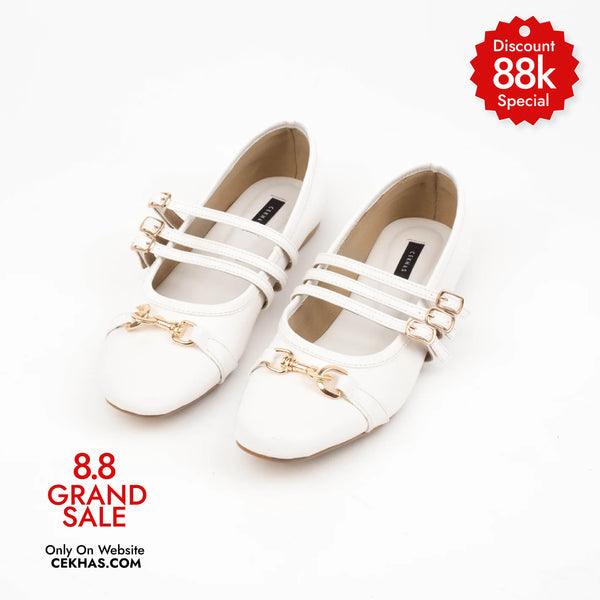 Madeline White Flat Shoes - Urban Grace II